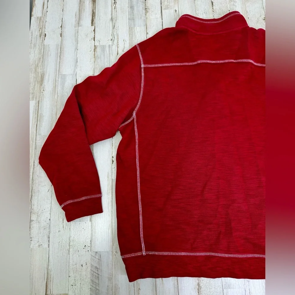 Men's Tommy Bahama Red Pull Over Marlin Logo 1/4 Zip Fleece Jacket XL - Picture 10 of 10